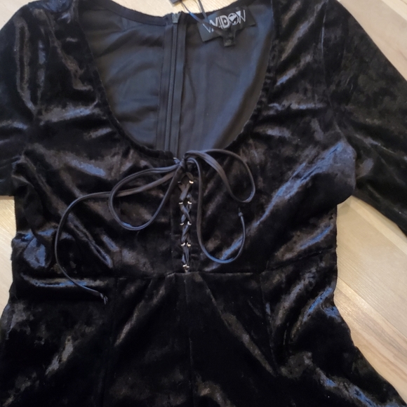 NWT Dolls Kill x Widow Tempting Enchatress Velvet Dress Black and Ivory Sz Med - Picture 2 of 8